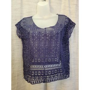 SALE-Lauren Conrad  women's navy blue floral designed cover up top size small